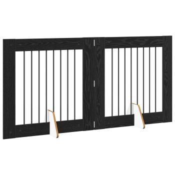 Klappbares Hundetor mit Ständern 2 stk. Schwarz Eichen-Optik