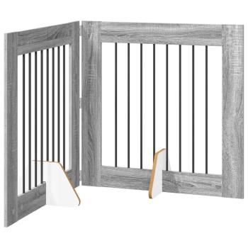 Klappbares Hundetor mit Ständern 2 stk. Sonoma-Grau 160,5 cm