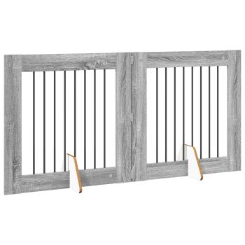 Klappbares Hundetor mit Ständern 2 stk. Sonoma-Grau 160,5 cm
