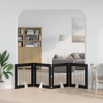 ARDEBO.de - Klappbares Hundetor mit Ständern 4 stk. Schwarz Eichen-Optik