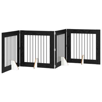 Klappbares Hundetor mit Ständern 4 stk. Schwarz Eichen-Optik