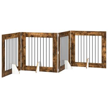 Klappbares Hundetor mit Ständern 4 stk. Räuchereiche 321 cm