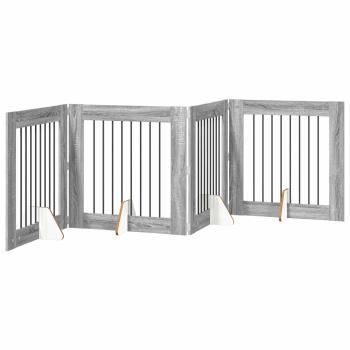 Klappbares Hundetor mit Ständern 4 stk. Sonoma-Grau 321 cm
