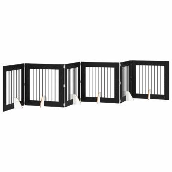 Klappbares Hundetor mit Ständern 6 stk. Schwarz Eichen-Optik