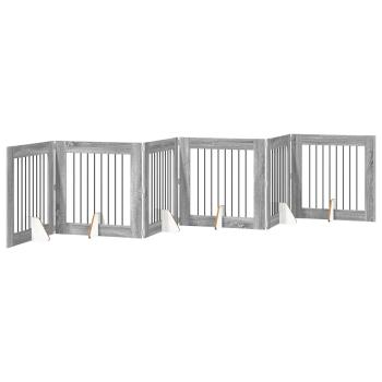 Klappbares Hundetor mit Ständern 6 stk. Sonoma-Grau 482 cm