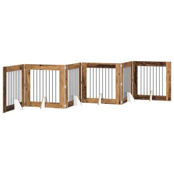 Klappbares Hundetor mit Ständern 6 stk. Altholz 482 cm