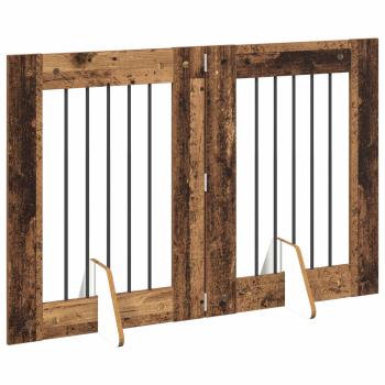 Klappbares Hundetor mit Ständern 2 stk. Altholz 120,5 cm