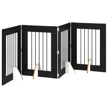 Klappbares Hundetor mit Ständern 4 stk. Schwarz Eichen-Optik