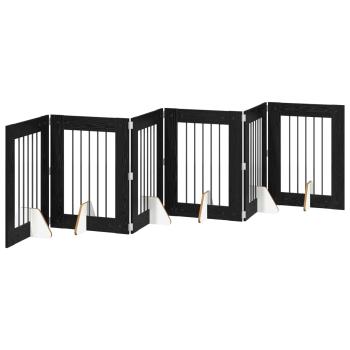 Klappbares Hundetor mit Ständern 6 stk. Schwarz Eichen-Optik