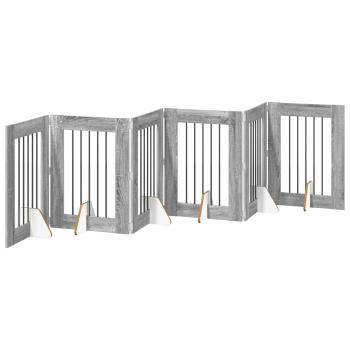 Klappbares Hundetor mit Ständern 6 stk. Sonoma-Grau 362 cm