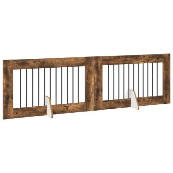 Klappbares Hundetor mit Ständern 2 stk. Räuchereiche 200,5 cm