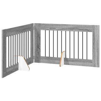Klappbares Hundetor mit Ständern 2 stk. Sonoma-Grau 200,5 cm