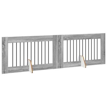 Klappbares Hundetor mit Ständern 2 stk. Sonoma-Grau 200,5 cm