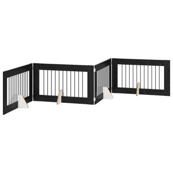 Klappbares Hundetor mit Ständern 4 stk. Schwarz Eichen-Optik