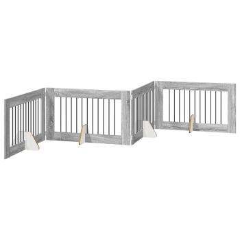 Klappbares Hundetor mit Ständern 4 stk. Sonoma-Grau 401 cm
