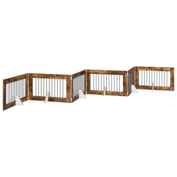 Klappbares Hundetor mit Ständern 6 stk. Räuchereiche 602 cm