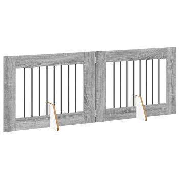 Klappbares Hundetor mit Ständern 2 stk. Sonoma-Grau 160,5 cm