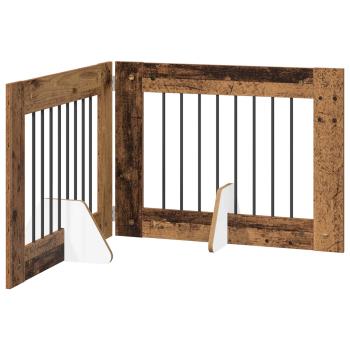Klappbares Hundetor mit Ständern 2 stk. Altholz 160,5 cm
