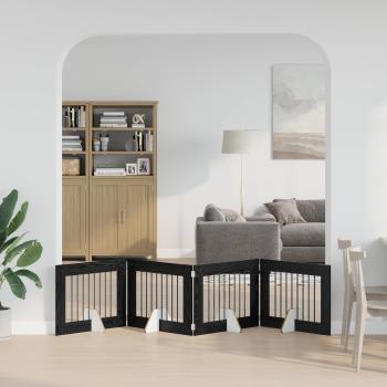 ARDEBO.de - Klappbares Hundetor mit Ständern 4 stk. Schwarz Eichen-Optik
