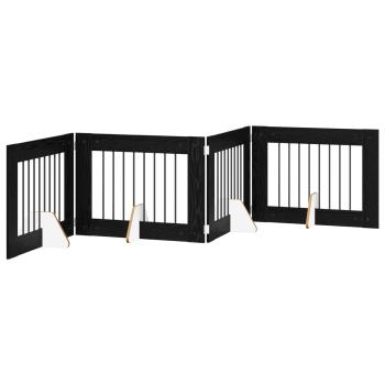 Klappbares Hundetor mit Ständern 4 stk. Schwarz Eichen-Optik