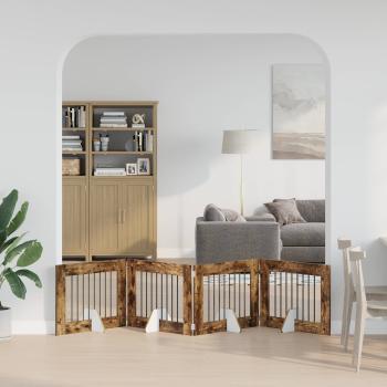 ARDEBO.de - Klappbares Hundetor mit Ständern 4 stk. Räuchereiche 321 cm