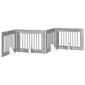 Klappbares Hundetor mit Ständern 4 stk. Sonoma-Grau 321 cm