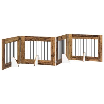 Klappbares Hundetor mit Ständern 4 stk. Altholz 321 cm