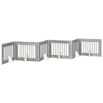Klappbares Hundetor mit Ständern 6 stk. Sonoma-Grau 482 cm