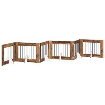 Klappbares Hundetor mit Ständern 6 stk. Altholz 482 cm