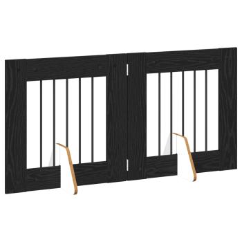 Klappbares Hundetor mit Ständern 2 stk. Schwarz Eichen-Optik