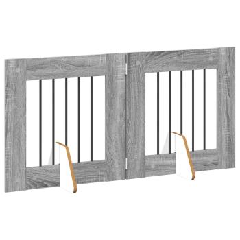 Klappbares Hundetor mit Ständern 2 stk. Sonoma-Grau 120,5 cm