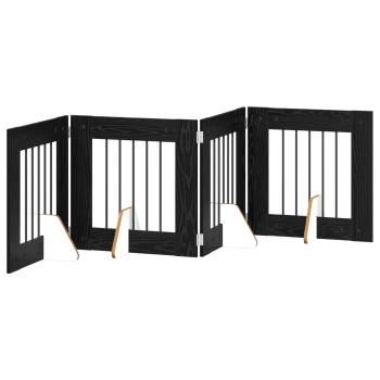 Klappbares Hundetor mit Ständern 4 stk. Schwarz Eichen-Optik