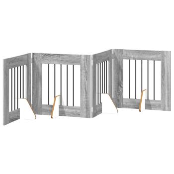 Klappbares Hundetor mit Ständern 4 stk. Sonoma-Grau 241 cm