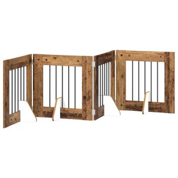 Klappbares Hundetor mit Ständern 4 stk. Altholz 241 cm
