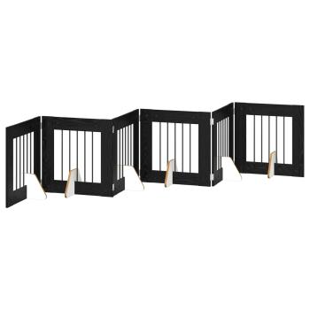 Klappbares Hundetor mit Ständern 6 stk. Schwarz Eichen-Optik