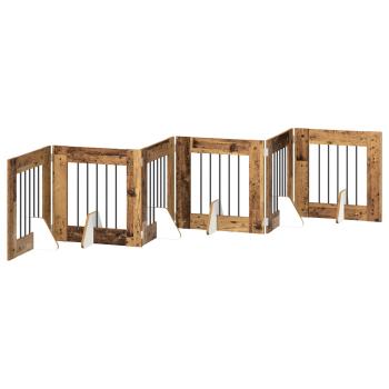Klappbares Hundetor mit Ständern 6 stk. Altholz 362 cm
