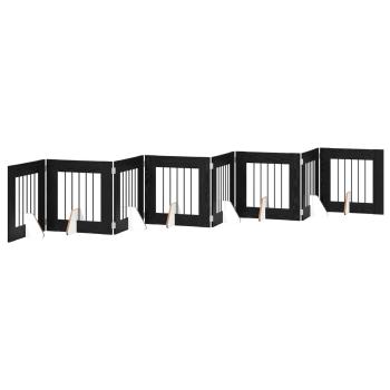 Klappbares Hundetor mit Ständern 8 stk. Schwarz Eichen-Optik