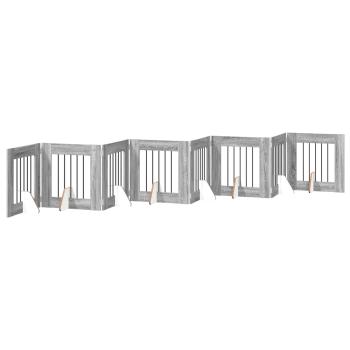 Klappbares Hundetor mit Ständern 8 stk. Sonoma-Grau 60 cm