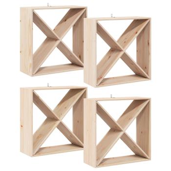 Weinregal 4 Stk. Natur 62 x 25 x 62 cm Massives Kiefernholz