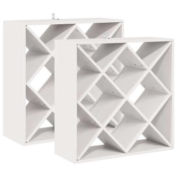 Weinregal 2 Stk. Weiß 62 x 25 x 62 cm Massives Kiefernholz