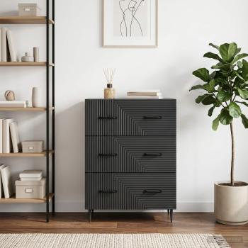 ARDEBO.de - Schubladenschrank 66 x 34,5 x 89,5 cm Holzwerkstoff Schwarz