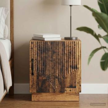 ARDEBO.de - Nachttisch Altholz 43 x 34,5 x 47 cm Holzwerkstoff