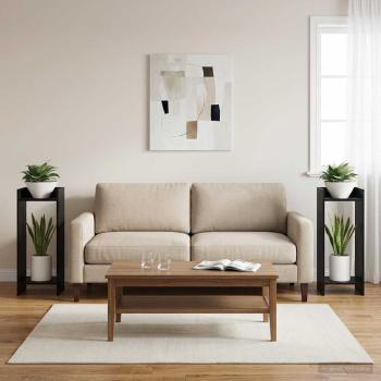 Pflanzenständer 2 Stk. Schwarz Eichen-Optik 30 x 30 x 80 cm