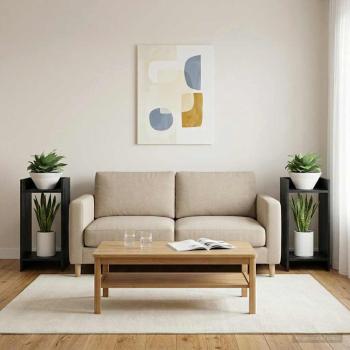 ARDEBO.de - Pflanzenständer Schwarz Eichen-Optik 30 x 30 x 60 cm