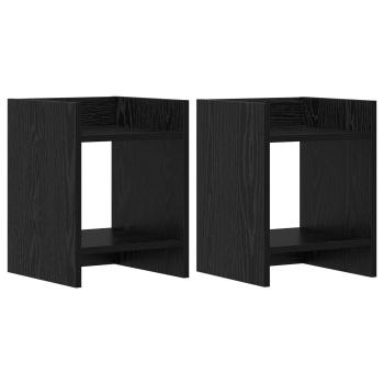 Pflanzenständer 2 Stk. Schwarz Eichen-Optik 30 x 30 x 40 cm