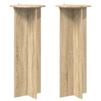 Pflanzenständer 2 Stk. Sonoma-Eiche Ø40 x 100 cm Holzwerkstoff