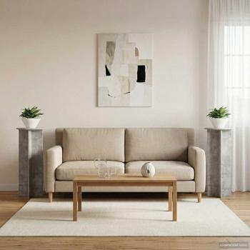 Pflanzenständer 2 Stk. Betongrau Ø40 x 100 cm Holzwerkstoff