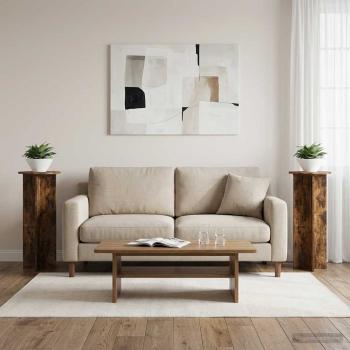 ARDEBO.de - Pflanzenständer 2 Stk. Räuchereiche Ø40 x 100 cm Holzwerkstoff