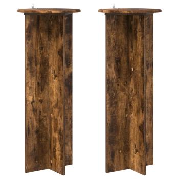 Pflanzenständer 2 Stk. Räuchereiche Ø40 x 100 cm Holzwerkstoff