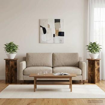 ARDEBO.de - Pflanzenständer 2 Stk. Räuchereiche Ø40 x 60 cm Holzwerkstoff